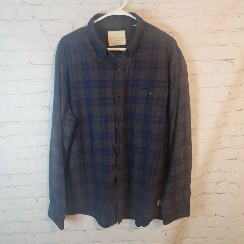 Men's Weatherproof Blue and Black Plaid Button-Up Shirt, Size XXL